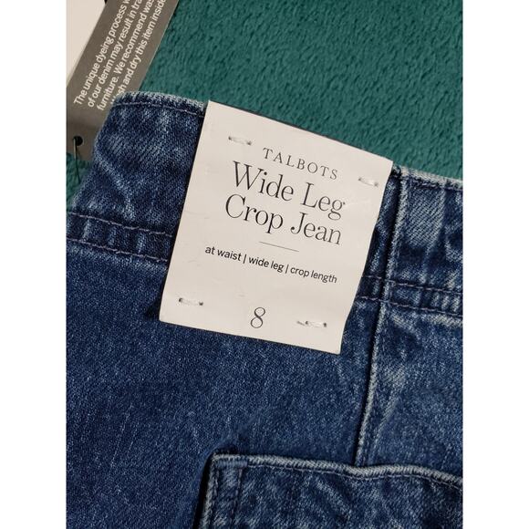 Talbots Jeans Size 8 Womens Blue Pants Stretch Ladies Mid Rise Wide Leg Crop NWT - Picture 14 of 15